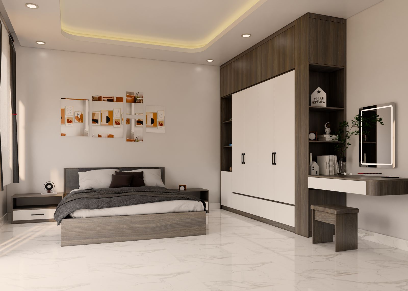 Tủ áo kịch trần trong thiết kế phòng ngủ hiện đại