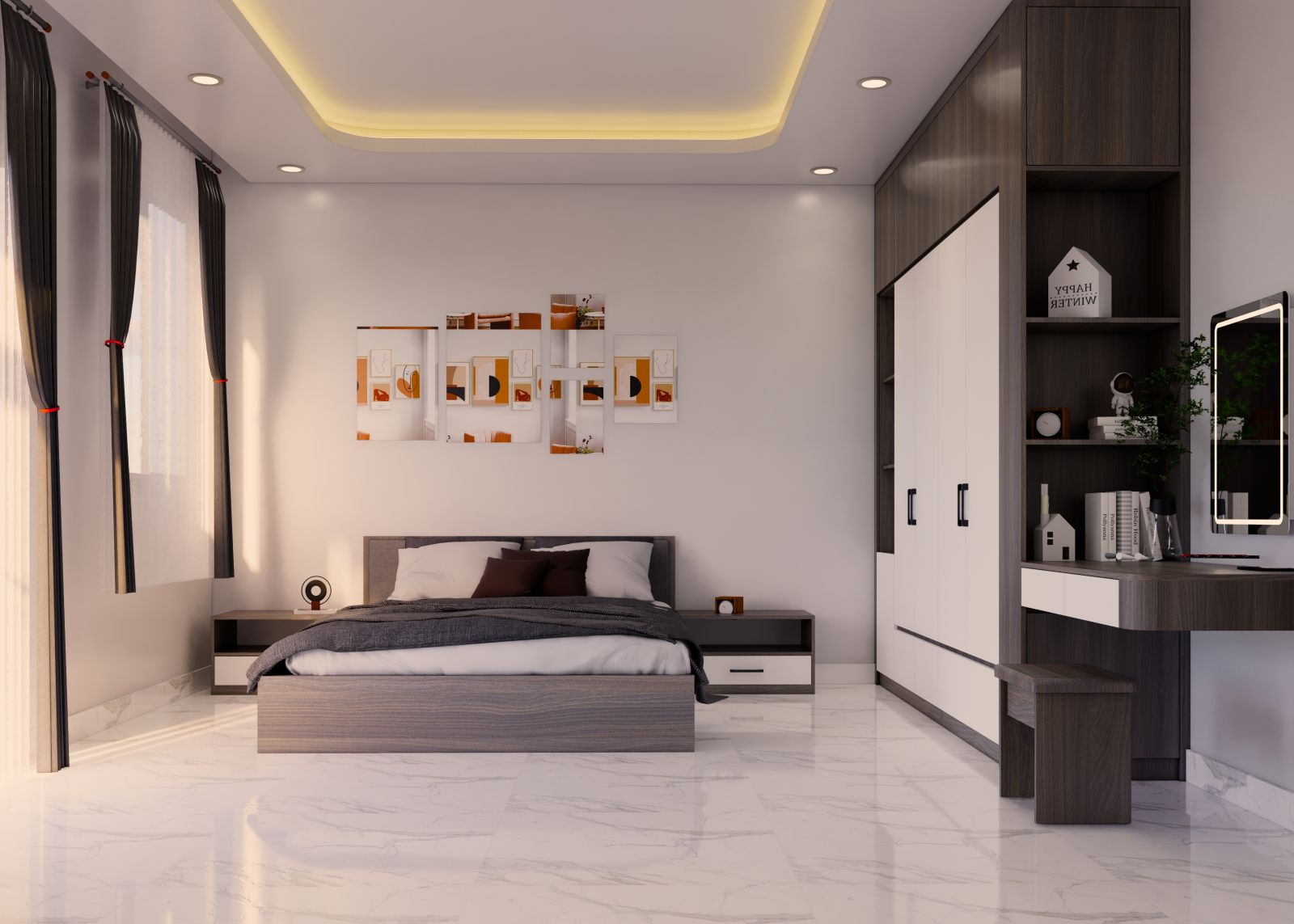 Thiết kế phòng ngủ hiện đại tối giản