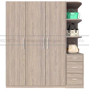 Tủ quần áo 3 cánh mở có kệ hông